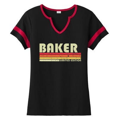 Baker Funny Job Title Profession Birthday Worker Idea Ladies Halftime Notch Neck Tee