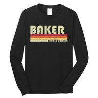 Baker Funny Job Title Profession Birthday Worker Idea Long Sleeve Shirt