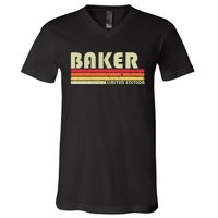 Baker Funny Job Title Profession Birthday Worker Idea V-Neck T-Shirt