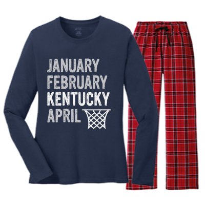 Basketball Fan January February Kentucky April Women's Long Sleeve Flannel Pajama Set 