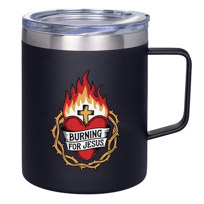 Burning For Jesus Heart 12oz Stainless Steel Coffee Mug