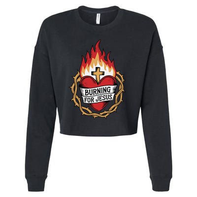 Burning For Jesus Heart Cropped Pullover Crew