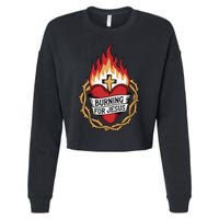 Burning For Jesus Heart Cropped Pullover Crew
