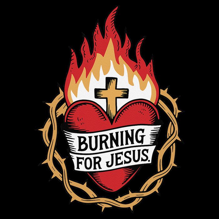 Burning For Jesus Heart Cropped Pullover Crew