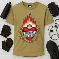 Burning For Jesus Heart Cooling Performance Crew T-Shirt