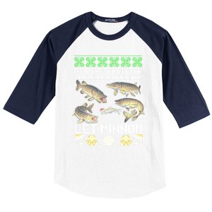 Bait Fish Joke Pike Christmas White Fish Funny Gift Baseball Sleeve Shirt