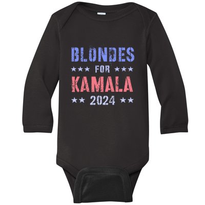 Blondes For Kamala 2024 47th Grab Him By Ballot Baby Long Sleeve Bodysuit