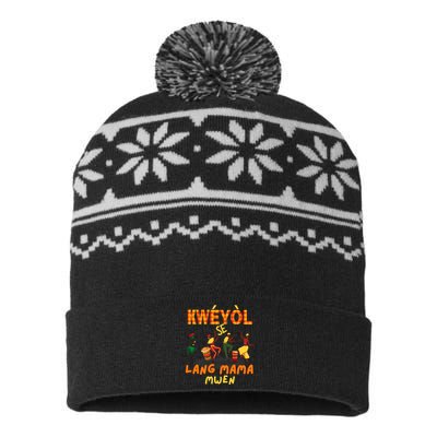 Bonne Fete Kweyol Happy Jounen Kweyol Day Saint Lucia Creole USA-Made Snowflake Beanie