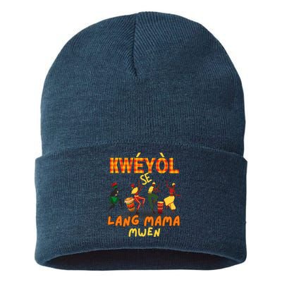 Bonne Fete Kweyol Happy Jounen Kweyol Day Saint Lucia Creole Sustainable Knit Beanie