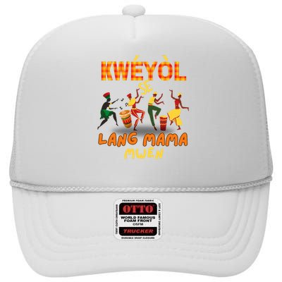 Bonne Fete Kweyol Happy Jounen Kweyol Day Saint Lucia Creole High Crown Mesh Back Trucker Hat