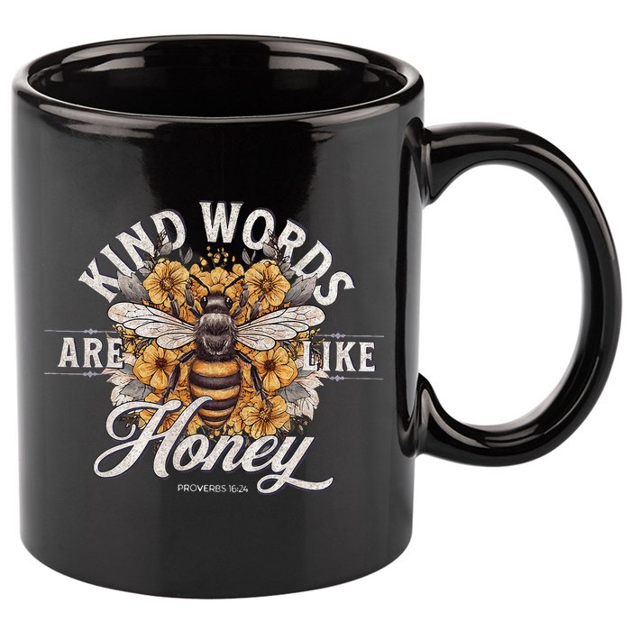 Bee Flowers Kind Words Are Like Honey 11oz C Handle Ceramic Mug