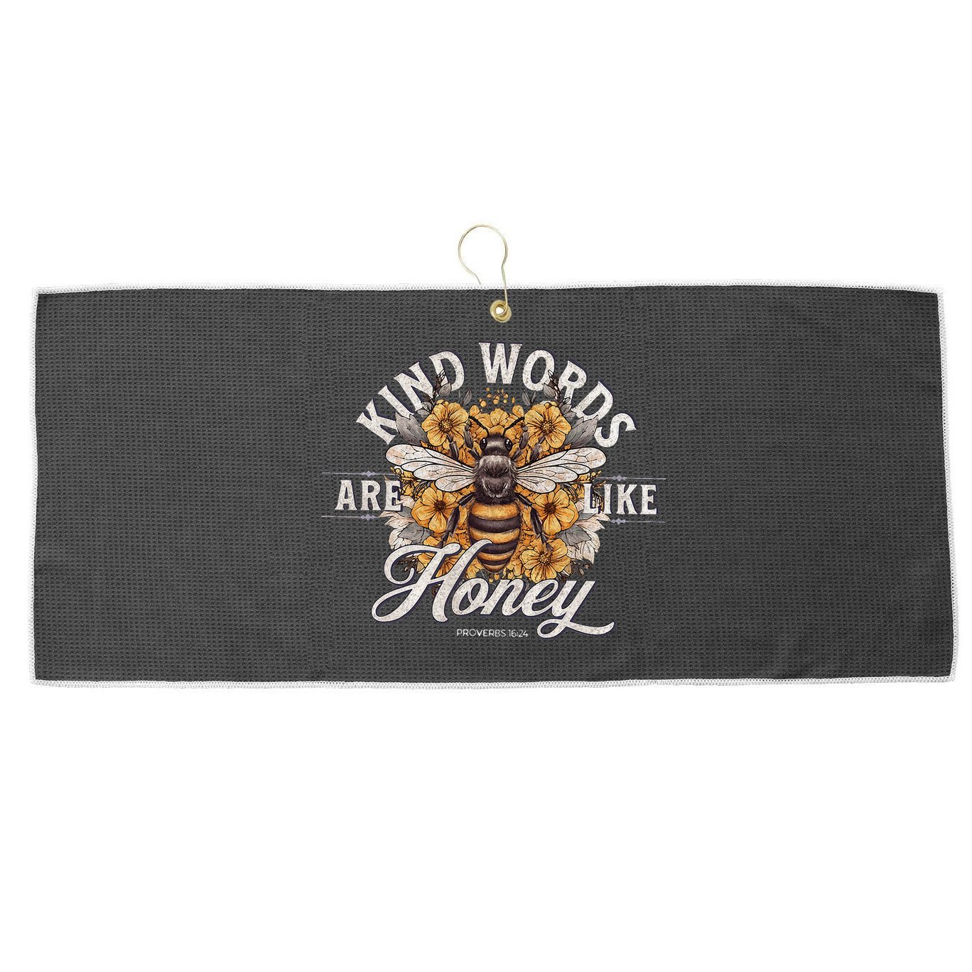 Bee Flowers Kind Words Are Like Honey Large Microfiber Waffle Golf Towel