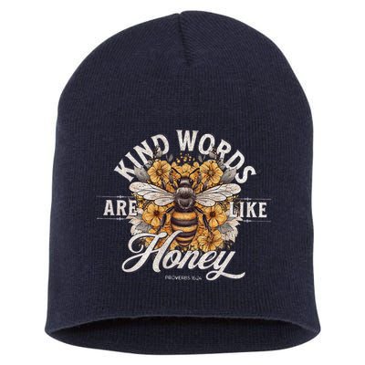 Bee Flowers Kind Words Are Like Honey Short Acrylic Beanie