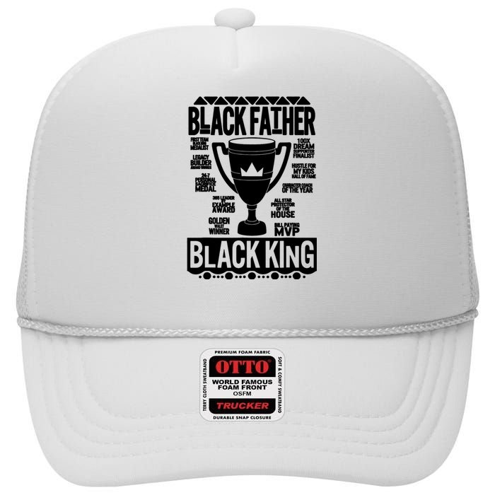 Black Father King Fathers Day Dad Matter Husband Dope Leader High Crown Mesh Back Trucker Hat