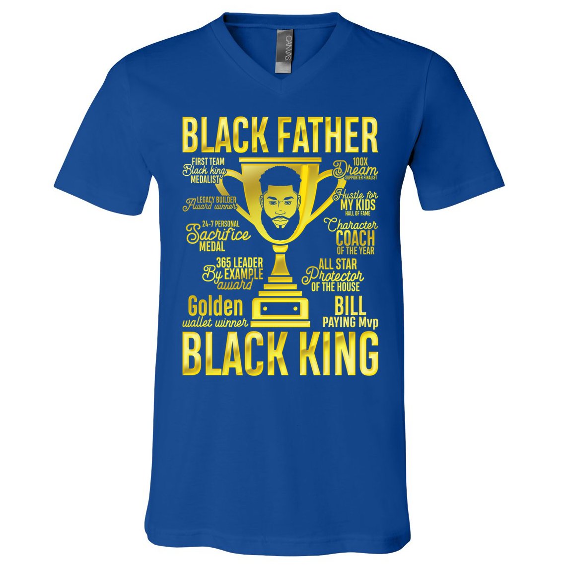 Black Father King Father's Day Juneteenth Black Dad Papa Gift V-Neck T-Shirt