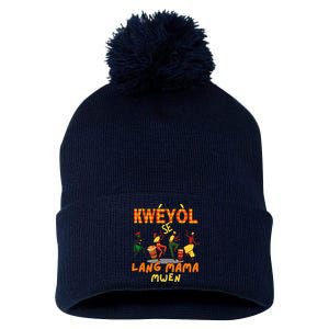 Bonne Fete Kweyol Happy Jounen Kweyol Day Saint Lucia Creole Pom Pom 12in Knit Beanie