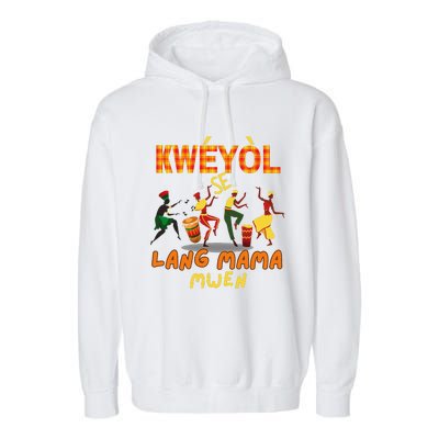 Bonne Fete Kweyol Happy Jounen Kweyol Day Saint Lucia Creole Garment-Dyed Fleece Hoodie