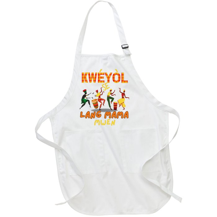 Bonne Fete Kweyol Happy Jounen Kweyol Day Saint Lucia Creole Full-Length Apron With Pockets