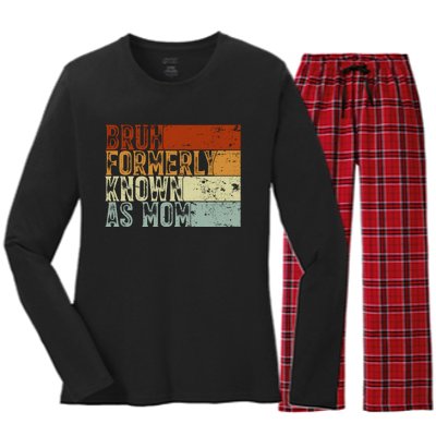 Bruh Formerly Known As Mom Funny Women's Long Sleeve Flannel Pajama Set 