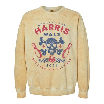 Bowlers For Kamala Harris Waltz 2024 Tim Walz Bowling Colorblast Crewneck Sweatshirt