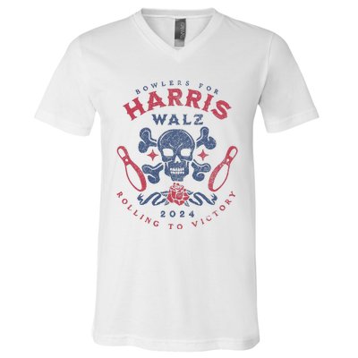 Bowlers For Kamala Harris Waltz 2024 Tim Walz Bowling V-Neck T-Shirt