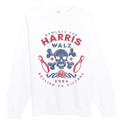 Bowlers For Kamala Harris Waltz 2024 Tim Walz Bowling Premium Crewneck Sweatshirt