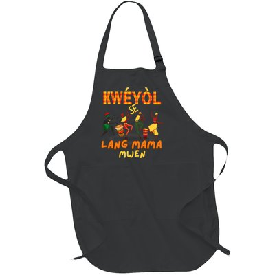 Bonne Fete Kweyol Happy Jounen Kweyol Day Saint Lucia Creole Full-Length Apron With Pockets