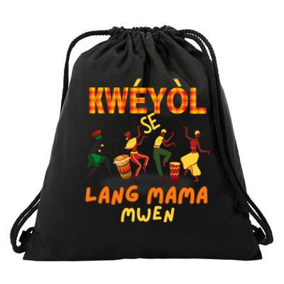 Bonne Fete Kweyol Happy Jounen Kweyol Day Saint Lucia Creole Drawstring Bag