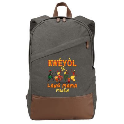 Bonne Fete Kweyol Happy Jounen Kweyol Day Saint Lucia Creole Cotton Canvas Backpack