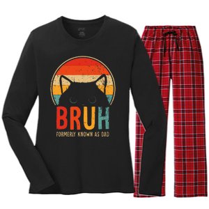 Bruh Formerly Known As Dad Funny FatherS Day Women's Long Sleeve Flannel Pajama Set 