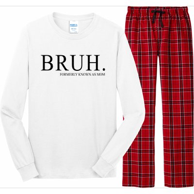 Bruh Formerly Known As Mom Funny Vintage Retro Long Sleeve Pajama Set