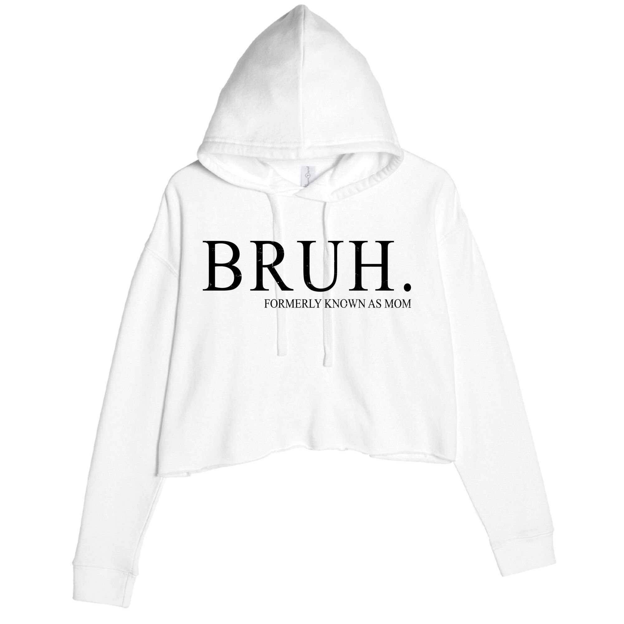 Bruh Formerly Known As Mom Funny Vintage Retro Crop Fleece Hoodie
