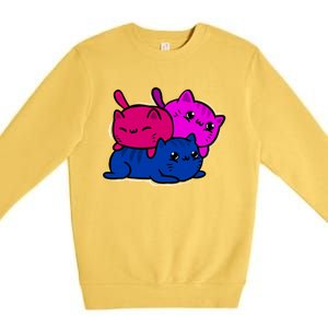 Bisexual Funny Kawaii Kitten Lgbt Pride Month Cat Bi Funny Gift Premium Crewneck Sweatshirt