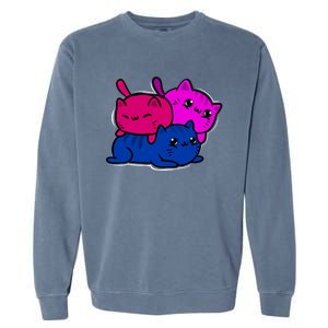 Bisexual Funny Kawaii Kitten Lgbt Pride Month Cat Bi Funny Gift Garment-Dyed Sweatshirt