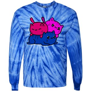 Bisexual Funny Kawaii Kitten Lgbt Pride Month Cat Bi Funny Gift Tie-Dye Long Sleeve Shirt