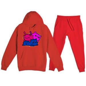 Bisexual Funny Kawaii Kitten Lgbt Pride Month Cat Bi Funny Gift Premium Hooded Sweatsuit Set