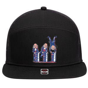 Benjamin Franklin Keg Stand Funny 7 Panel Mesh Trucker Snapback Hat