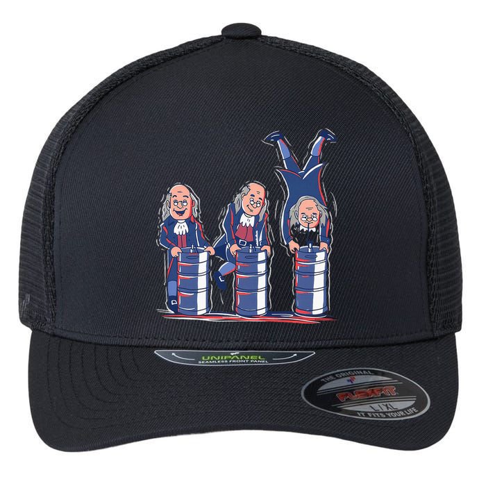 Benjamin Franklin Keg Stand Funny Flexfit Unipanel Trucker Cap