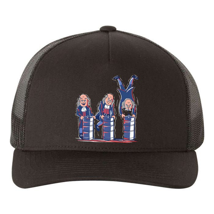 Benjamin Franklin Keg Stand Funny Yupoong Adult 5-Panel Trucker Hat