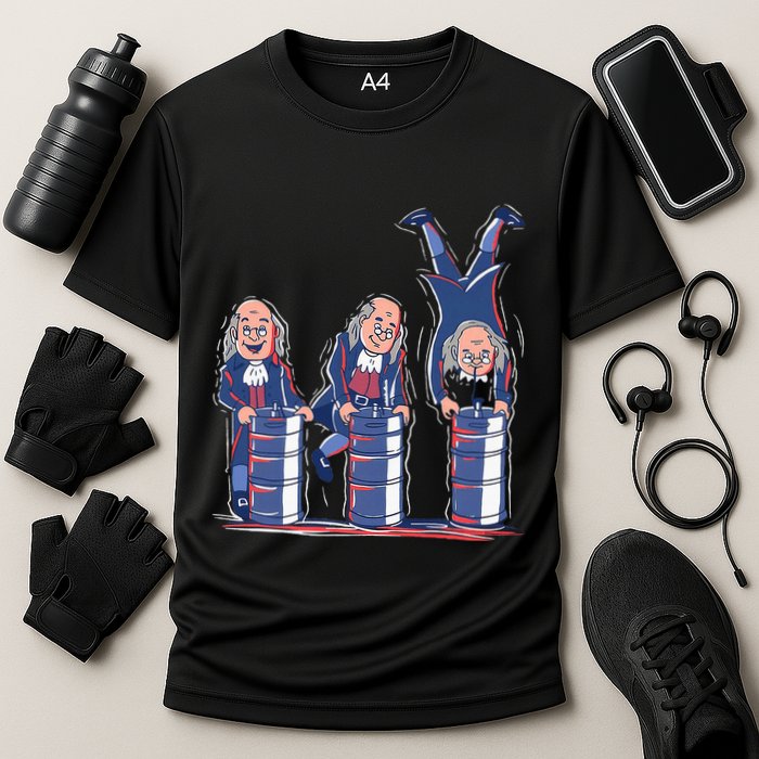 Benjamin Franklin Keg Stand Funny Cooling Performance Crew T-Shirt