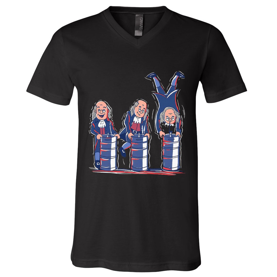 Benjamin Franklin Keg Stand Funny V-Neck T-Shirt