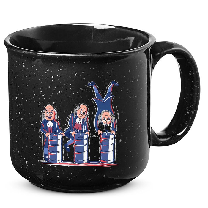 Benjamin Franklin Keg Stand Funny 15oz Campfire Ceramic Mug
