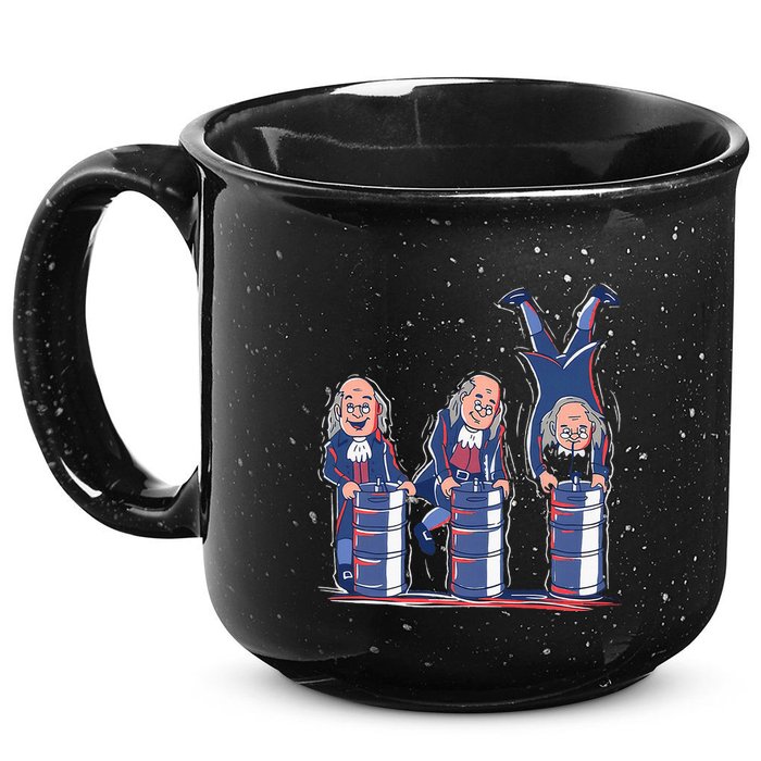 Benjamin Franklin Keg Stand Funny 15oz Campfire Ceramic Mug
