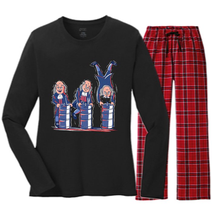 Benjamin Franklin Keg Stand Funny Women's Long Sleeve Flannel Pajama Set 