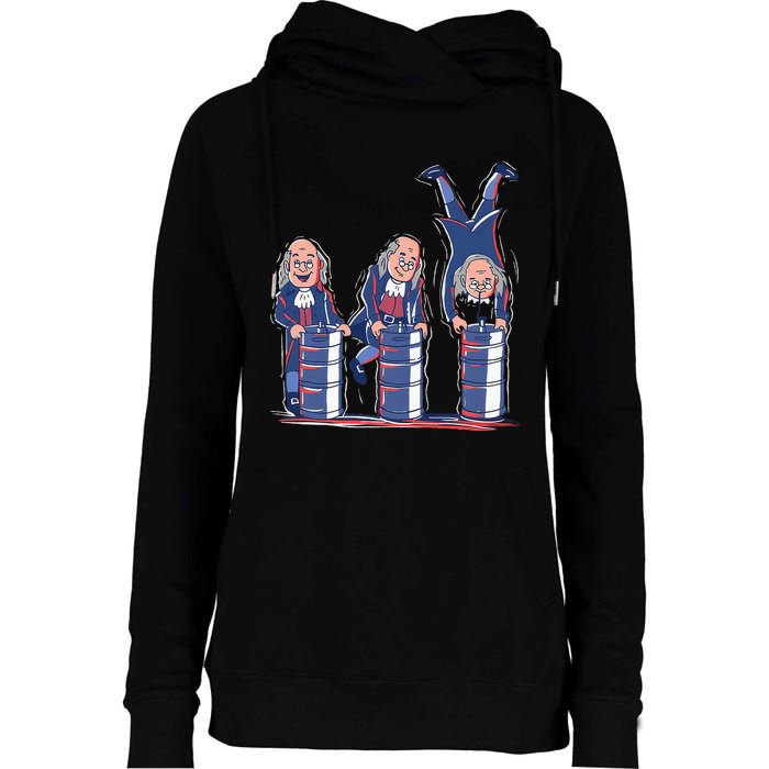 Benjamin Franklin Keg Stand Funny Womens Funnel Neck Pullover Hood