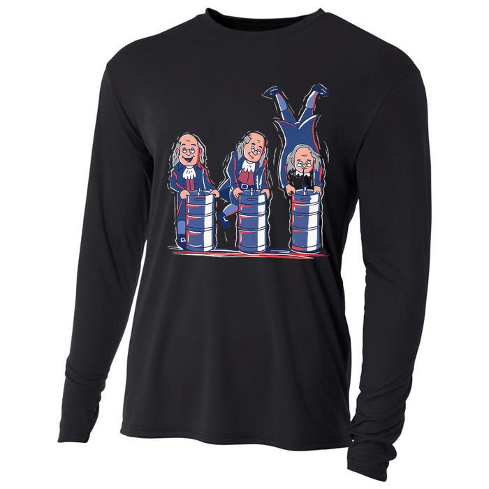 Benjamin Franklin Keg Stand Funny Cooling Performance Long Sleeve Crew