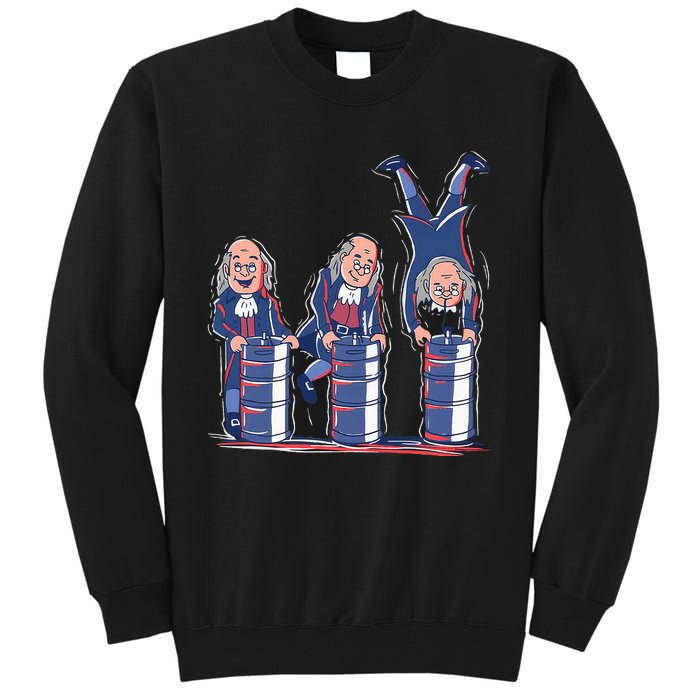 Benjamin Franklin Keg Stand Funny Tall Sweatshirt