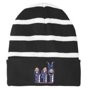 Benjamin Franklin Keg Stand Funny Striped Beanie with Solid Band