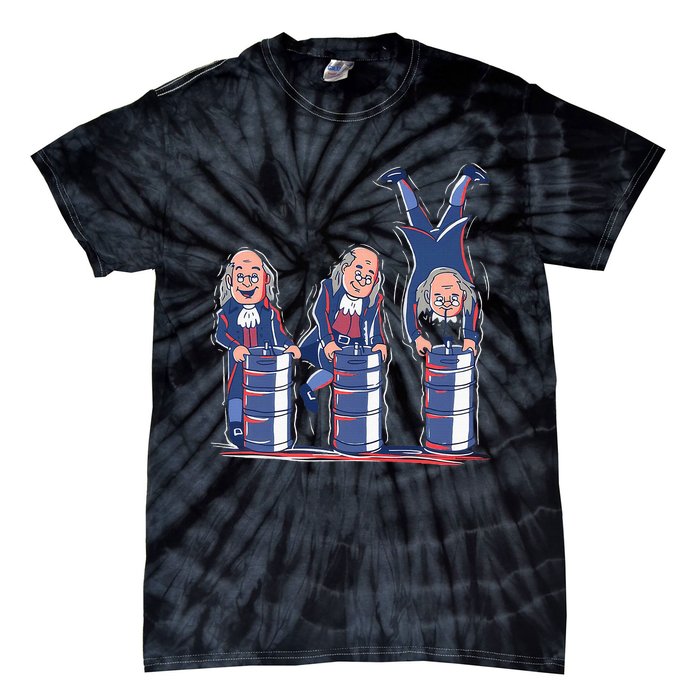 Benjamin Franklin Keg Stand Funny Tie-Dye T-Shirt