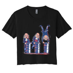 Benjamin Franklin Keg Stand Funny Women's Crop Top Tee